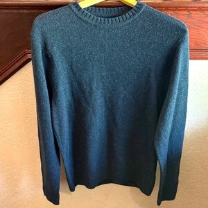 J. Crew Men's Size Medium Navy Blue Merino Wool Blend Crewneck Cozy Sweater